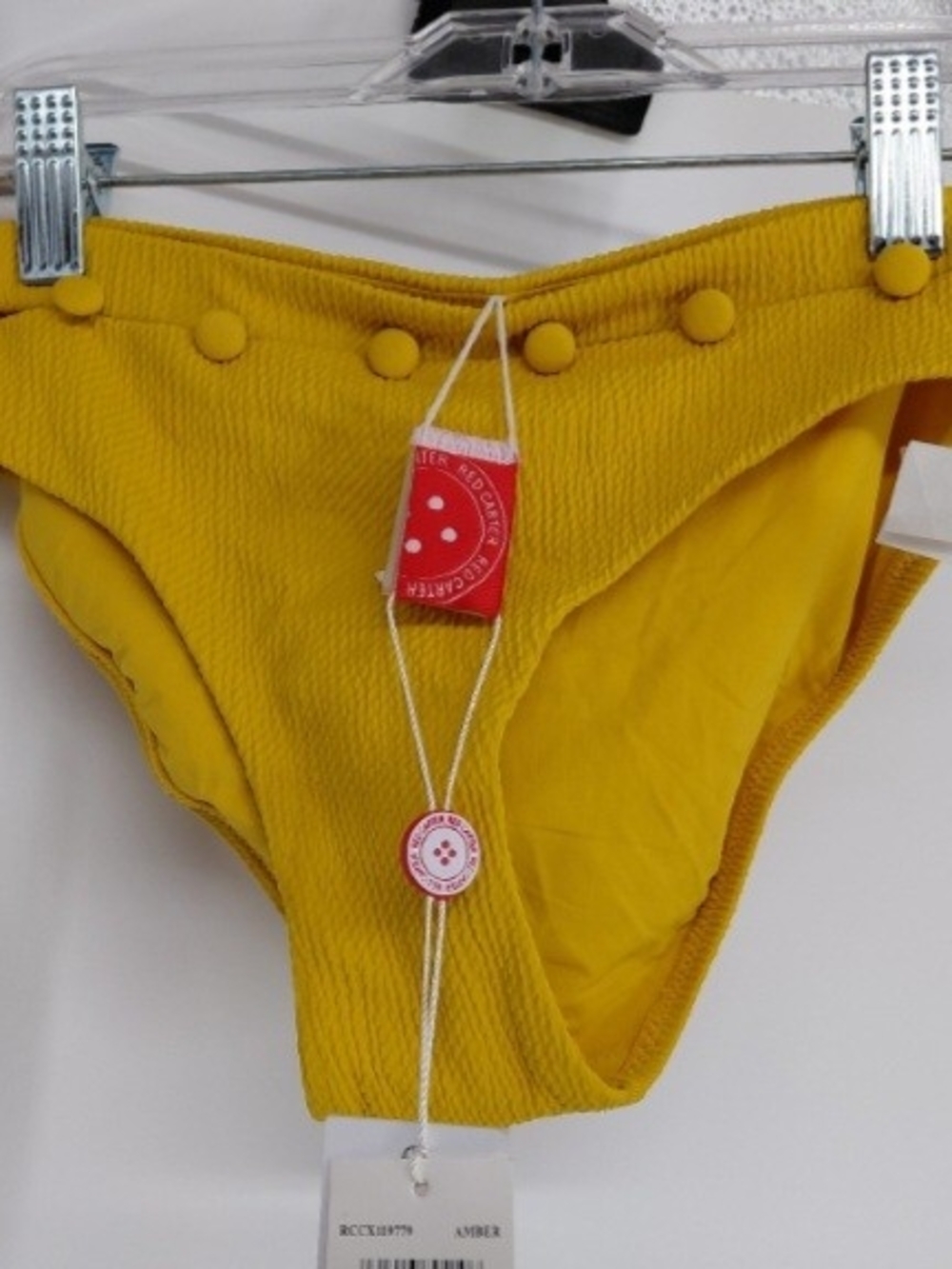 Red Carter Yellow Textured Bikini is a size X-Small.